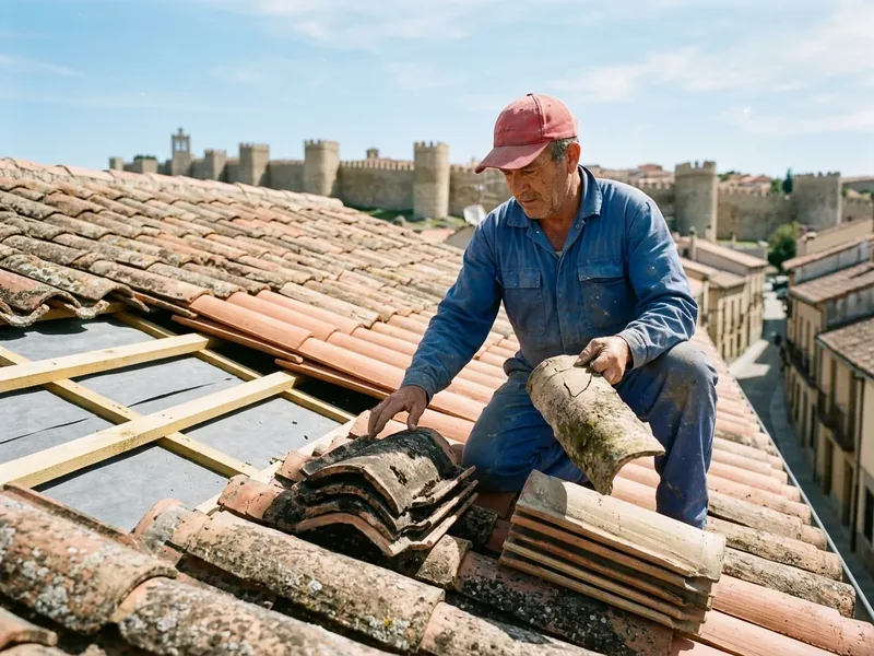 Comparativa práctica en obra entre reparar tejas sueltas o retejar con lámina transpirable en Ávila