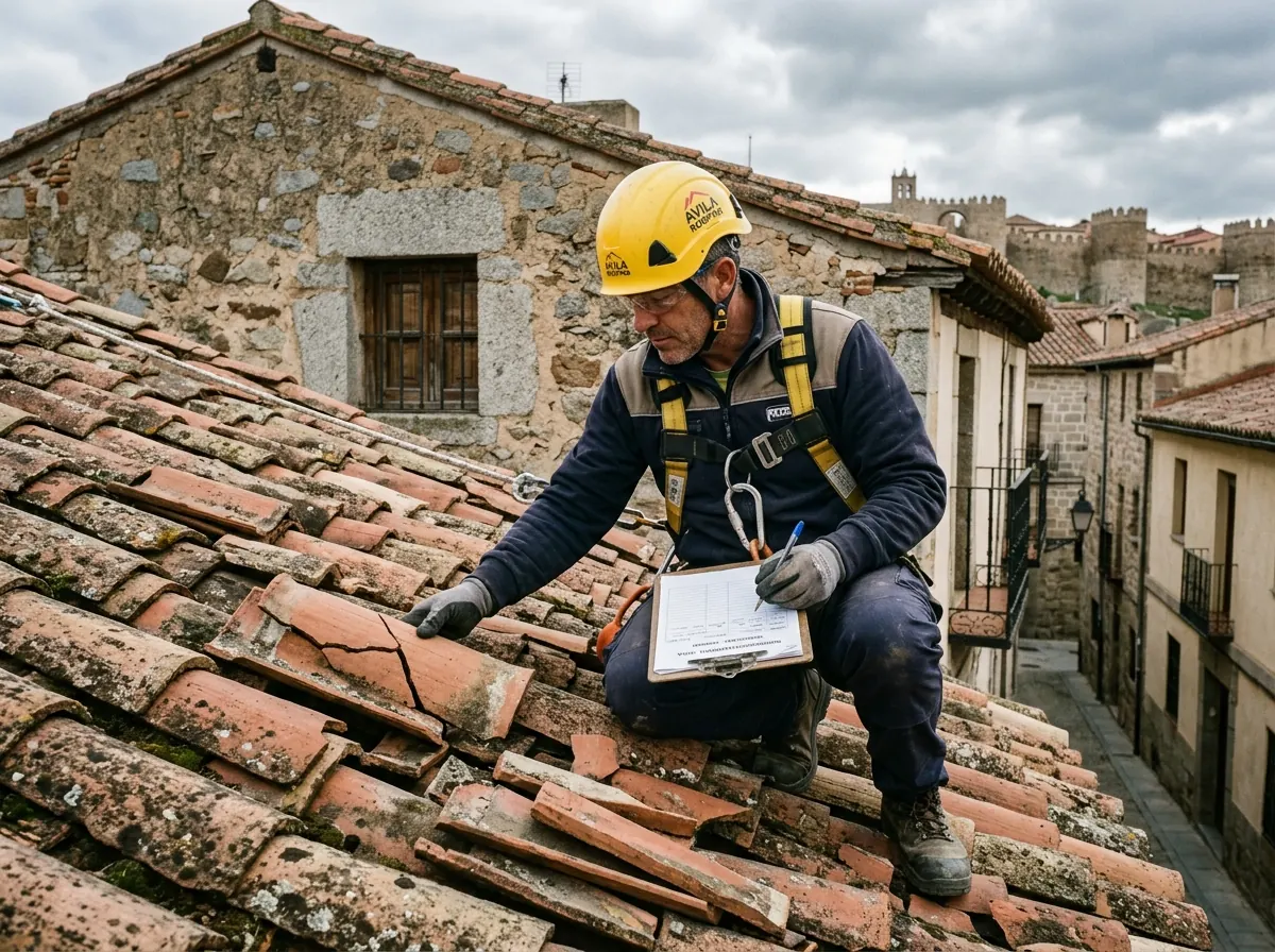 Profesional revisando un tejado en Ávila antes de presupuestar